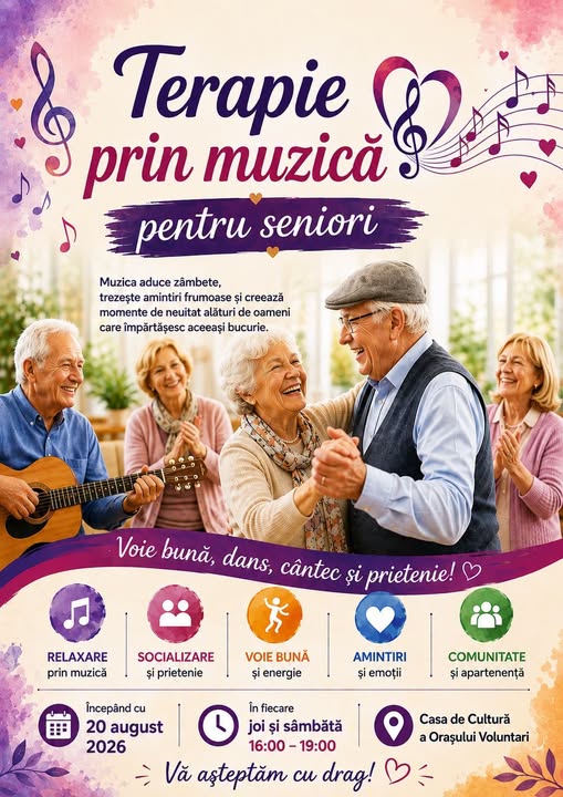 Ce înseamnă „Terapie prin muzică pentru seniori”, noul program gratuit lansat în Voluntari