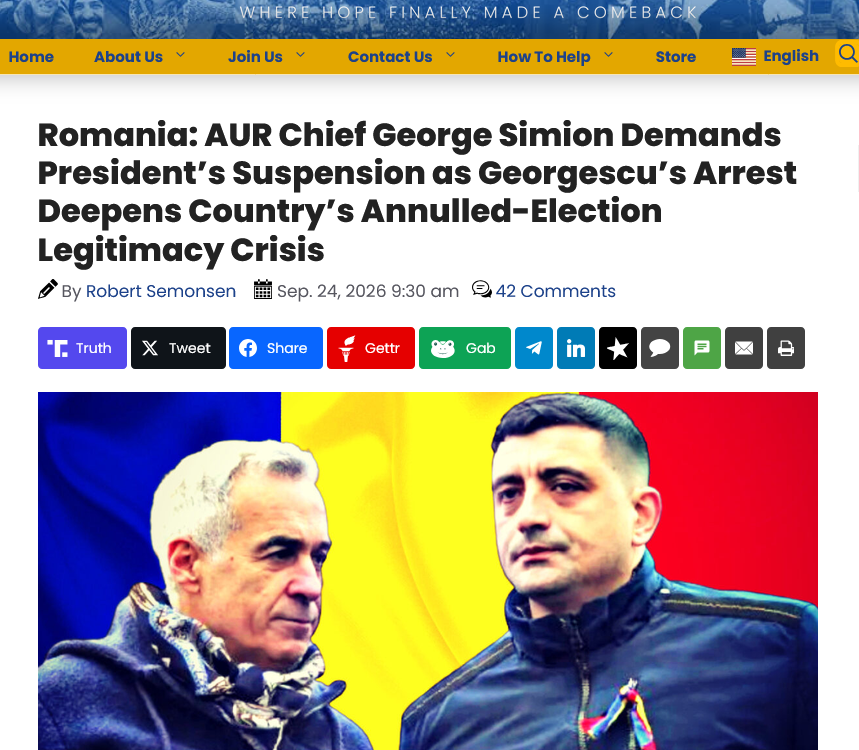 AUR și Georgescu: ce ascunde comunicatul despre nevinovăție