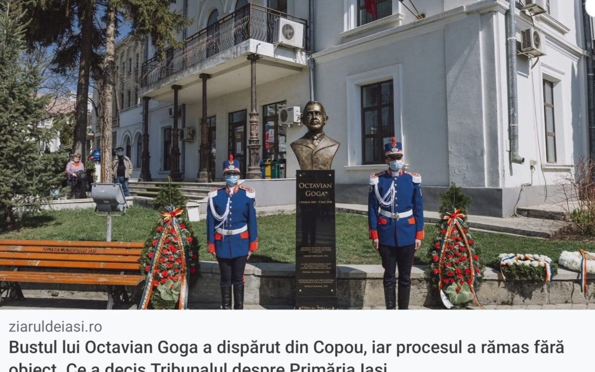 Bustul lui Goga din Iași: cine vrea să-l dea jos și de ce